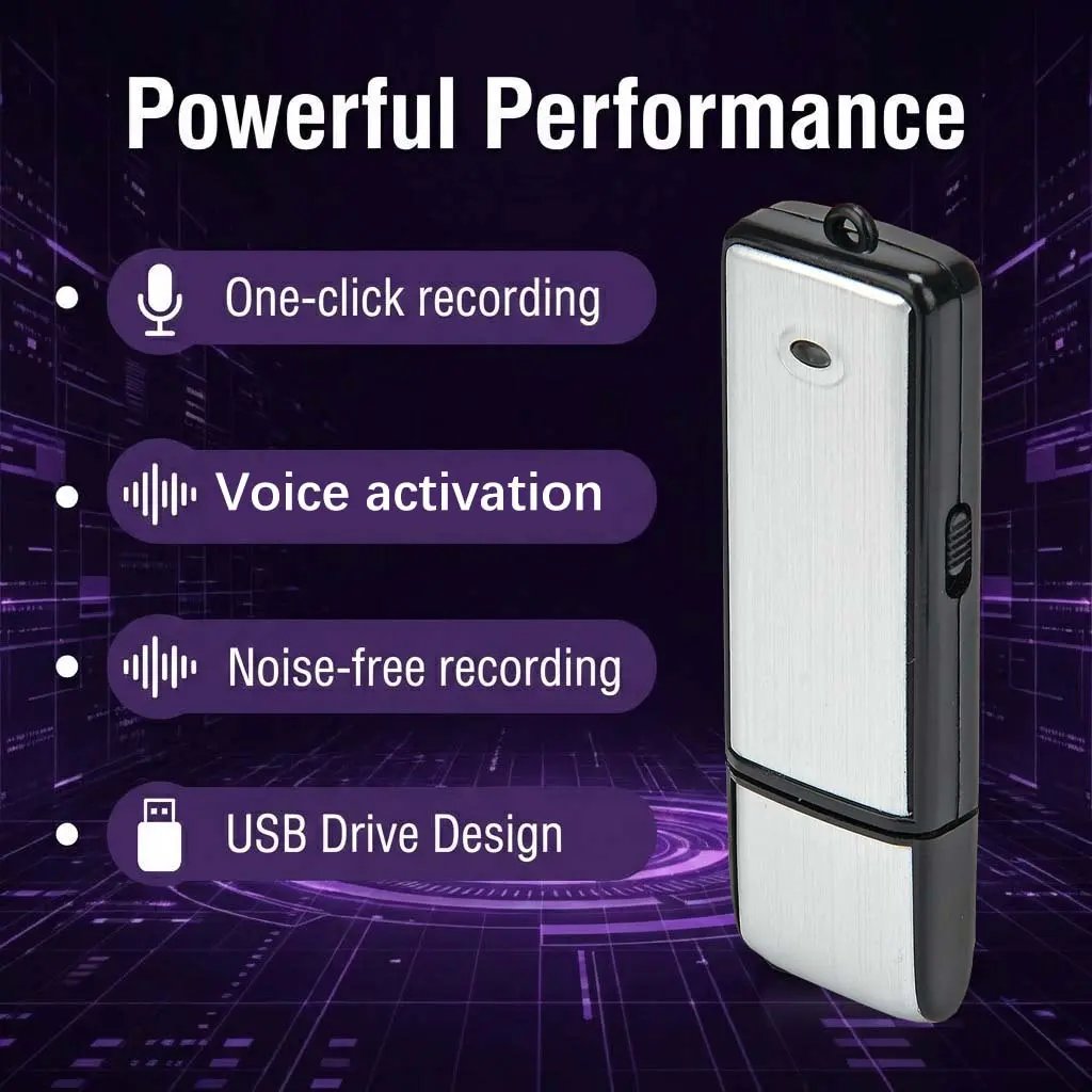 USB Flash Drive Voice Recorder 2-in-1 – Voice Activated, Smart Noise Reduction, Scheduled Recording, Auto File Save