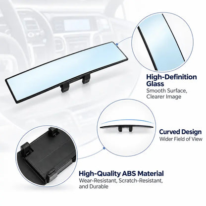 🚘 Wide Angle Rear View Mirror – 12' Anti-Glare Panoramic Clip-On Car Mirror