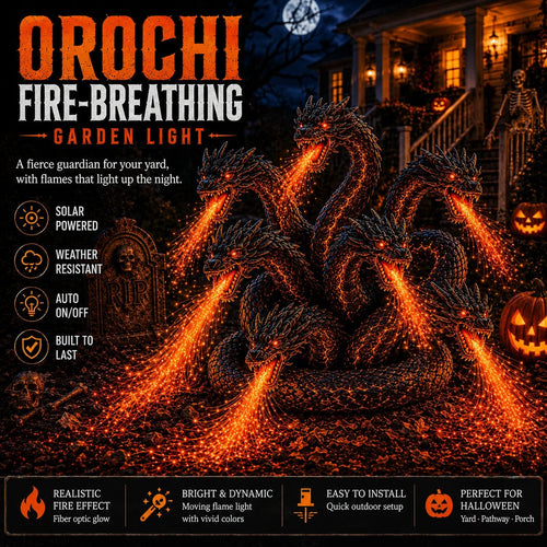 🔥HOT SALE🔥🎃 Fire-Breathing Orochi Solar Garden Light – Epic Multi-Headed Dragon Halloween Decor