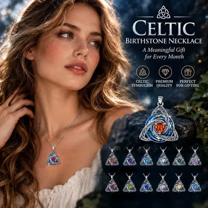 💎 12 Birthstone Celtic Knot Necklace for Women – Personalized Birth Month Jewelry Gift