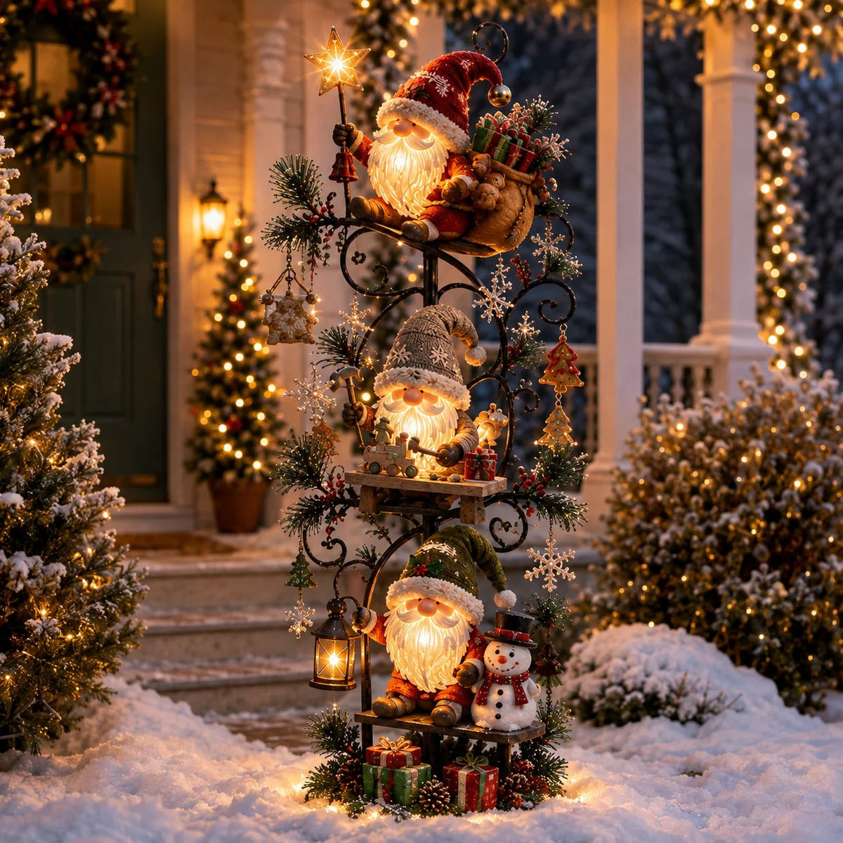 🎄🍄 Christmas Gnome Workshop Solar Garden Light – Magical Outdoor Holiday Yard Decor 🎁🌟