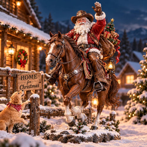 🔥Last Day 50% Off🎄 Home for Christmas Cowboy Santa – Rustic Western Holiday Memory Keepsake
