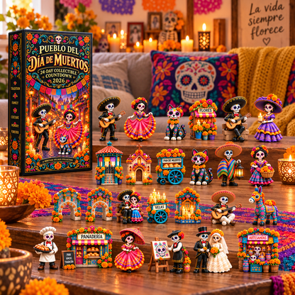 💀🌼24-Day Day of the Dead Collectible Countdown Calendar with 24 Unique Miniatures