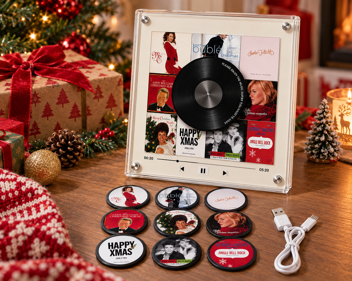 🎵 NFC Vinyl Music Player – Personalized Christmas Song Disc Gift