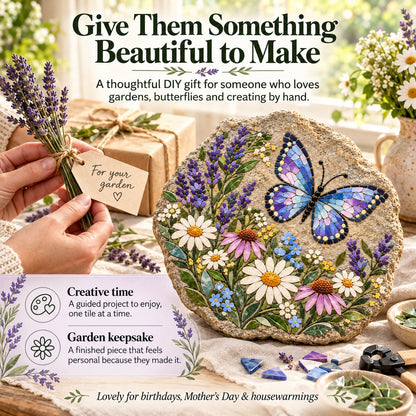 ⏳ Last Day 49% OFF – 🦋 Beginner-Friendly Butterfly Wildflower Mosaic DIY Kit | Complete Kit with Pre-Cut Tiles, Adhesive, Grout, Tools & Guide 🌼