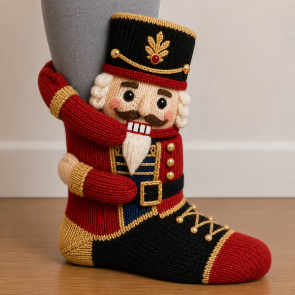 🎄 3D Hugging Christmas Character Socks – Cozy Knit Holiday Gift Socks