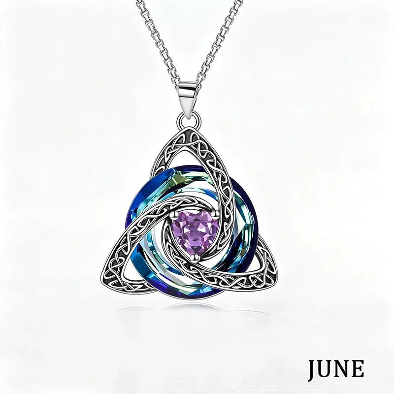💎 12 Birthstone Celtic Knot Necklace for Women – Personalized Birth Month Jewelry Gift