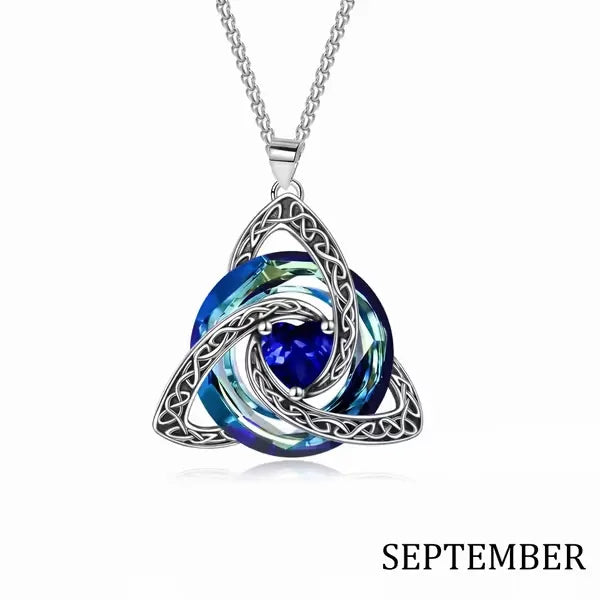 💎 12 Birthstone Celtic Knot Necklace for Women – Personalized Birth Month Jewelry Gift