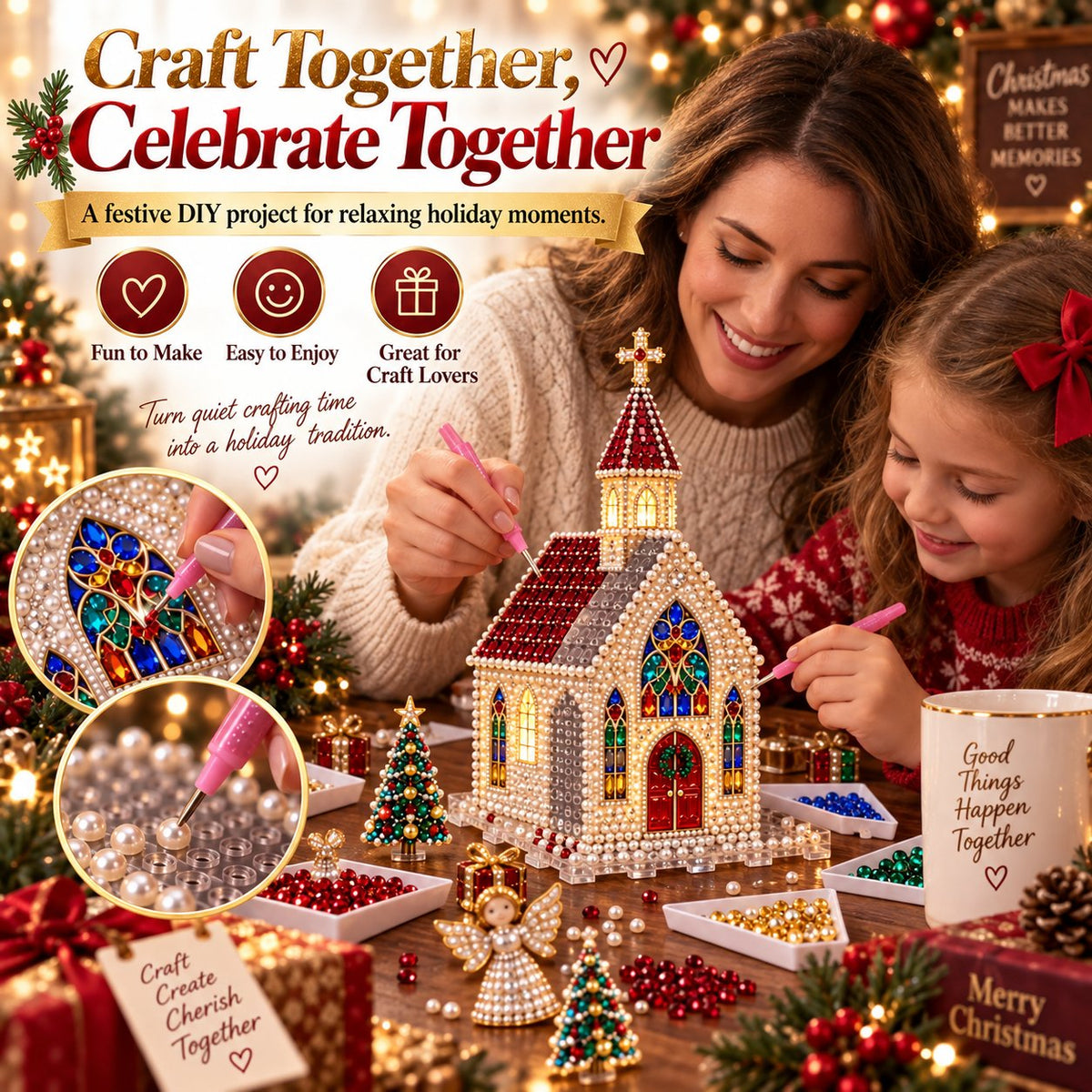 💯🔥Sparkling Christmas Church DIY Gem Art Kit