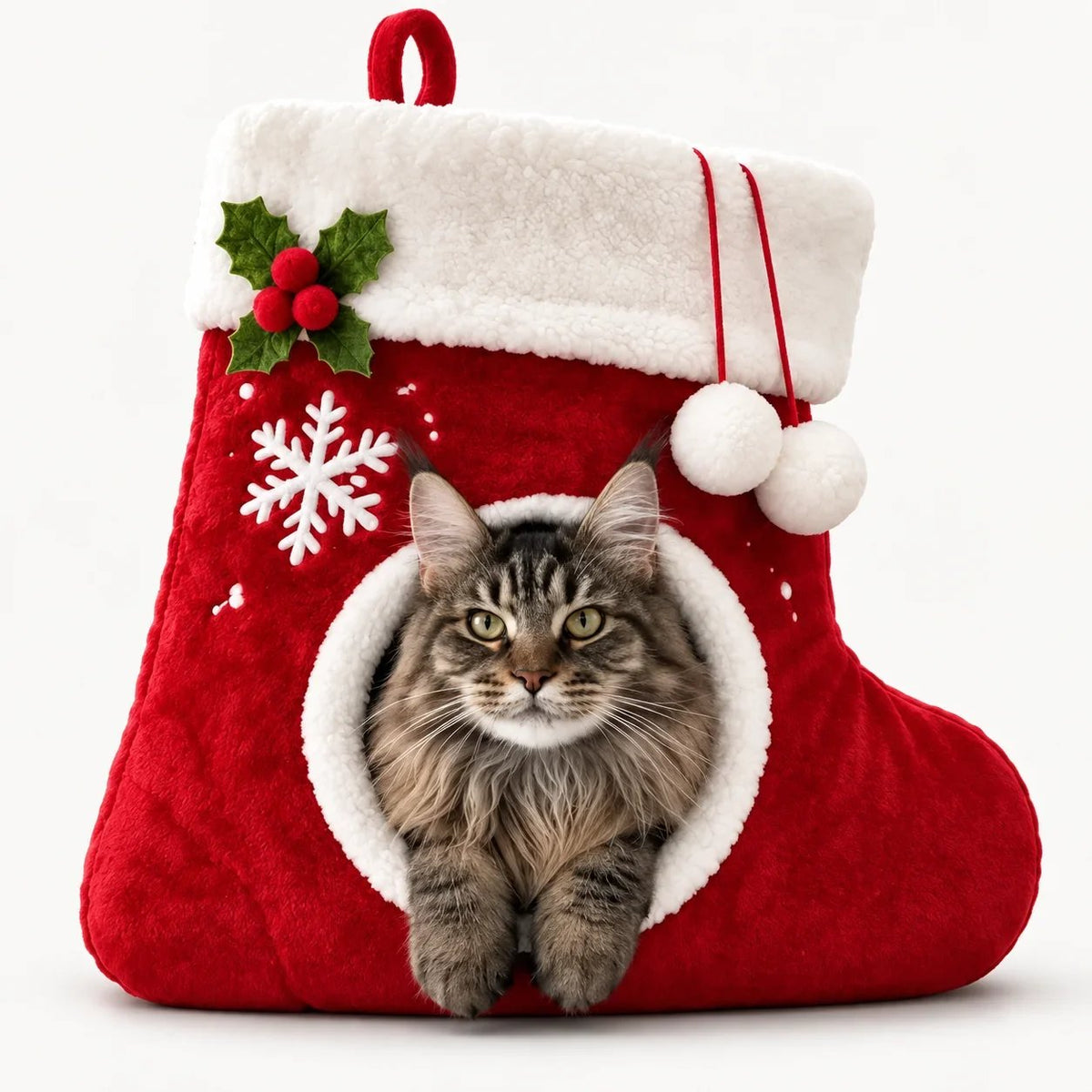 💯🎄 Christmas Stocking Cat Bed – Ultra-Soft Sherpa Cozy Hideaway for Cats 🐱