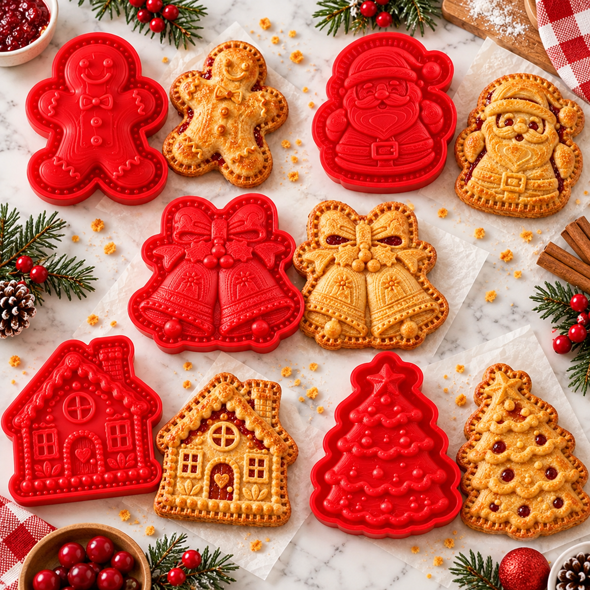 🎄 Christmas Hand Pie Mold Collection – Press, Fill & Bake Festive Treats
