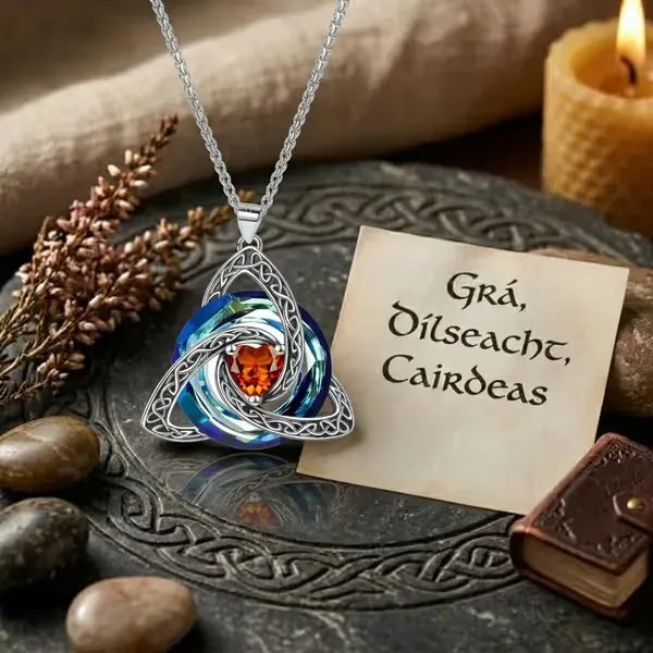 💎 12 Birthstone Celtic Knot Necklace for Women – Personalized Birth Month Jewelry Gift