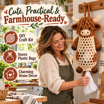 🔥Crochet Animal Bag Holder DIY Kit – Cute & Functional Hanging Storage Craft Kit🎁