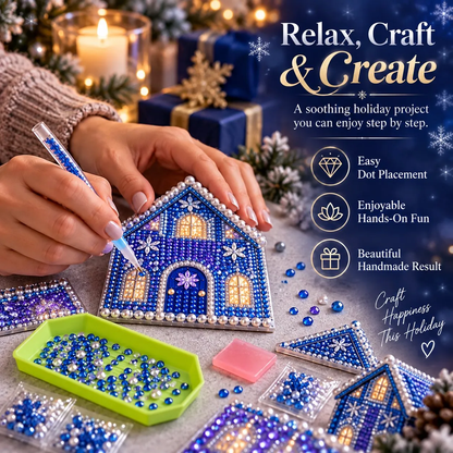 🎄 3D Christmas Village Gem Art DIY Kit – Sparkling Handmade Holiday Display