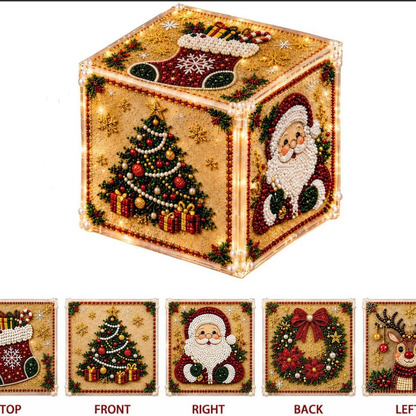 🎄✨ 3D Light-Up Christmas Diamond Painting Gift Box DIY Kit – Sparkling Holiday Craft Decor