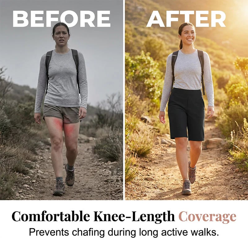 🩳 ✨ Women's Stretch Walking Shorts – 4-Way Stretch, High-Rise, Knee-Length 🚶‍♀️