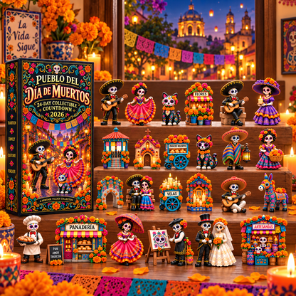 💀🌼24-Day Day of the Dead Collectible Countdown Calendar with 24 Unique Miniatures