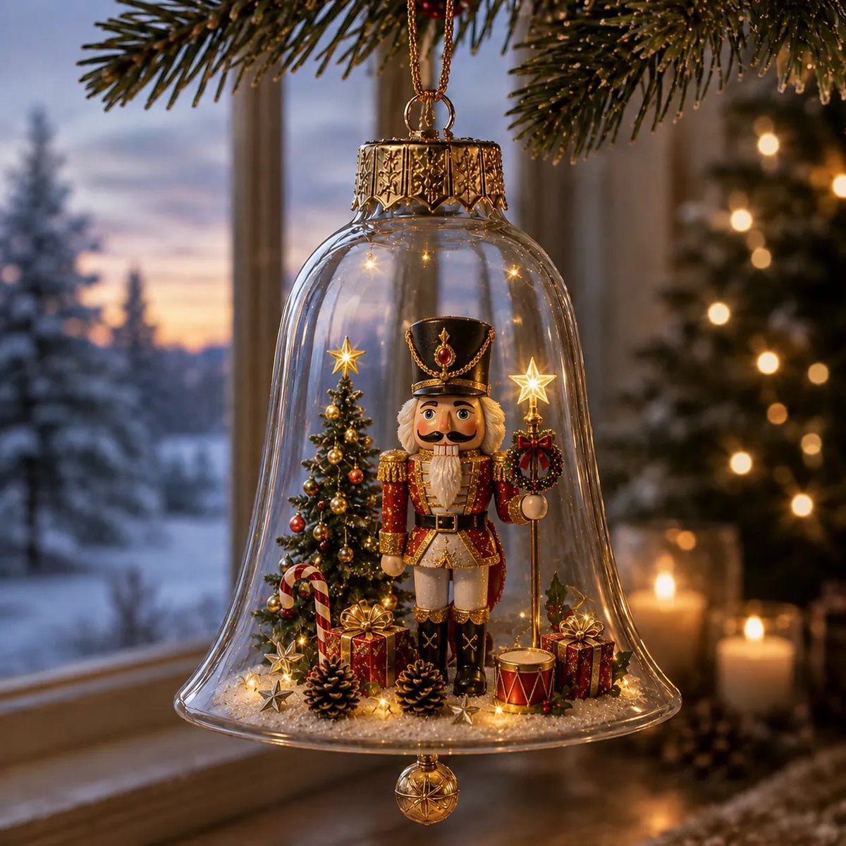 ✨🎄 Illuminated Christmas Story Ornament – Light‐Up Mini Holiday Scene