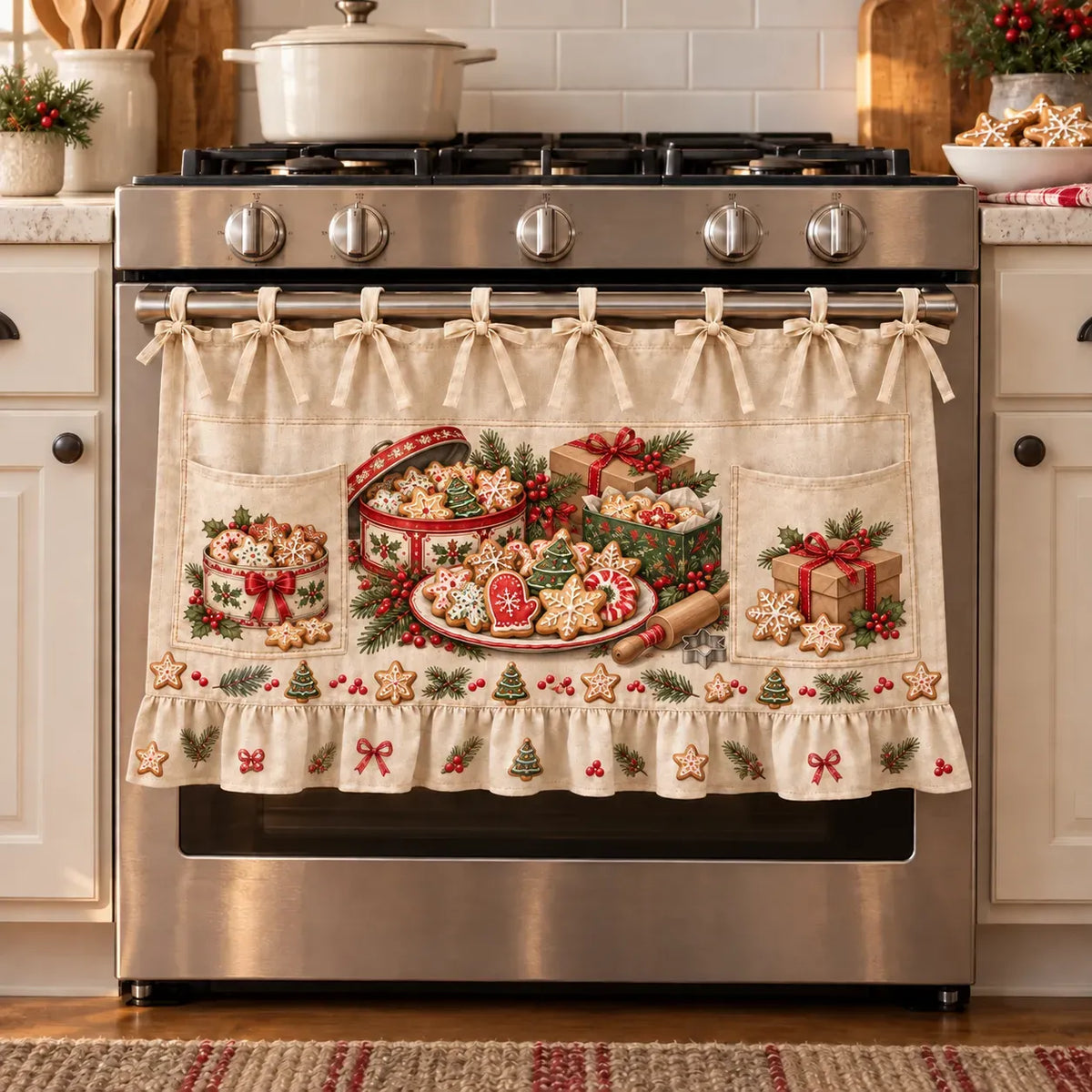 Christmas Cookie Exchange kitchen skirt