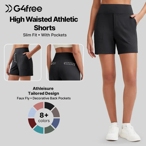 Women's High-Waisted Athletic Bermuda Shorts with Pockets – Running, Yoga, Summer Casual Activewear