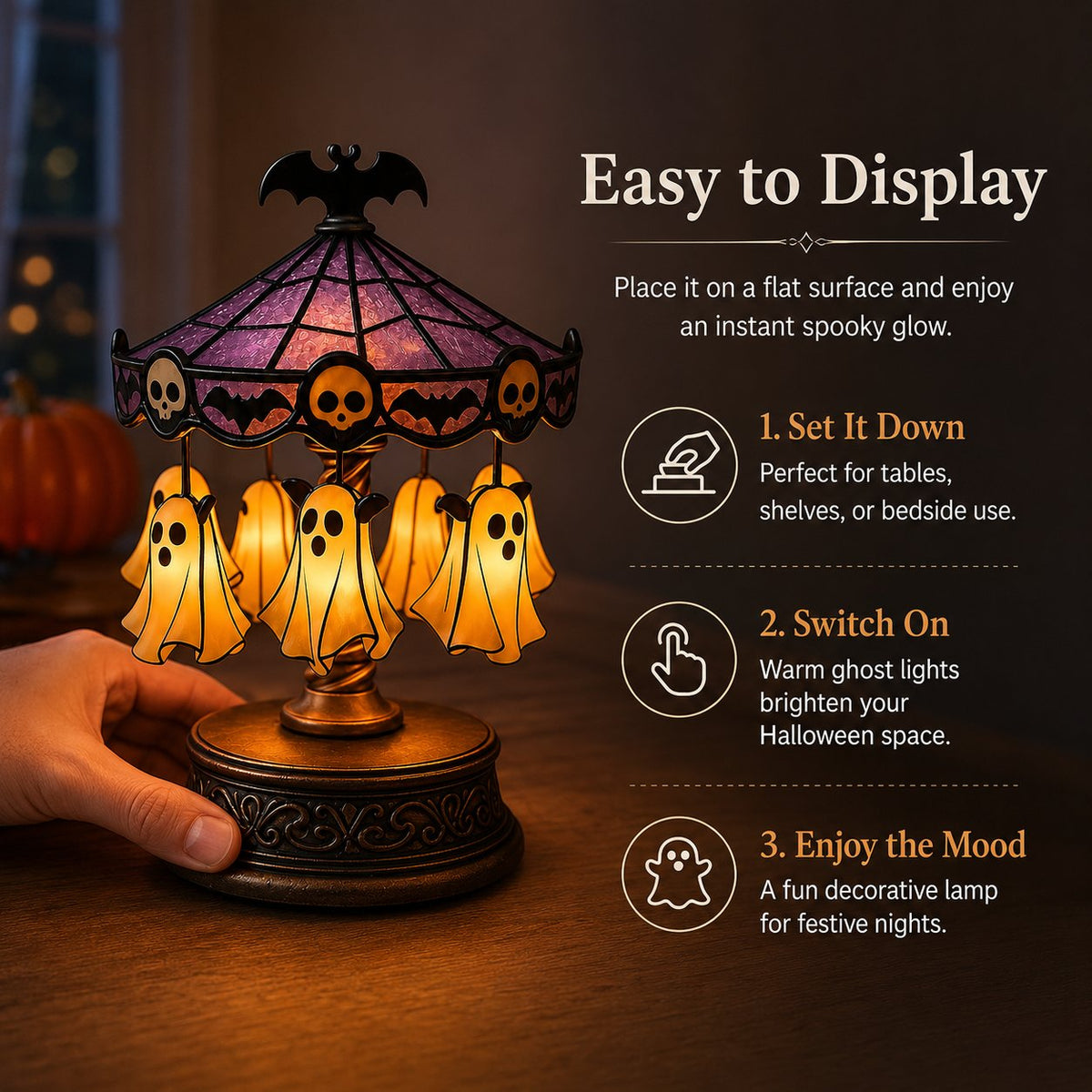 👻 Ghostly Carousel Night Light – Add Magical Halloween Glow to Your Room 🎃