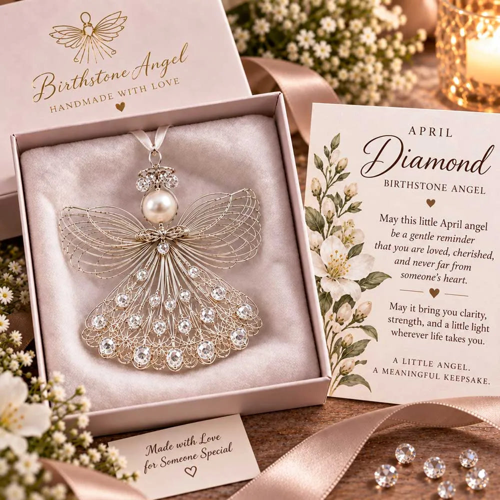 👼Handmade Birthstone Angel Wire Ornament |12 Meaningful Birthstone Colors with Keepsake Card ✨