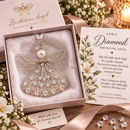 👼Handmade Birthstone Angel Wire Ornament |12 Meaningful Birthstone Colors with Keepsake Card ✨