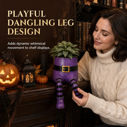 💯 49% OFF – 🎃 Halloween Hanging Leg Planter | Hand-Painted Resin Character Pot for Succulents, Shelves, Desks, Porches & Spooky Seasonal Displays 🪴