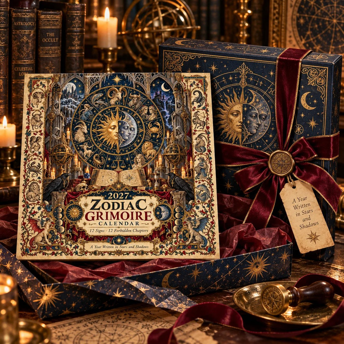 ⏳ Last Day 49% OFF – 🔮 2027 Zodiac Grimoire Desk Calendar | 12 Medieval-Inspired Zodiac Artworks for Astrology & Gothic Art Lovers ✨