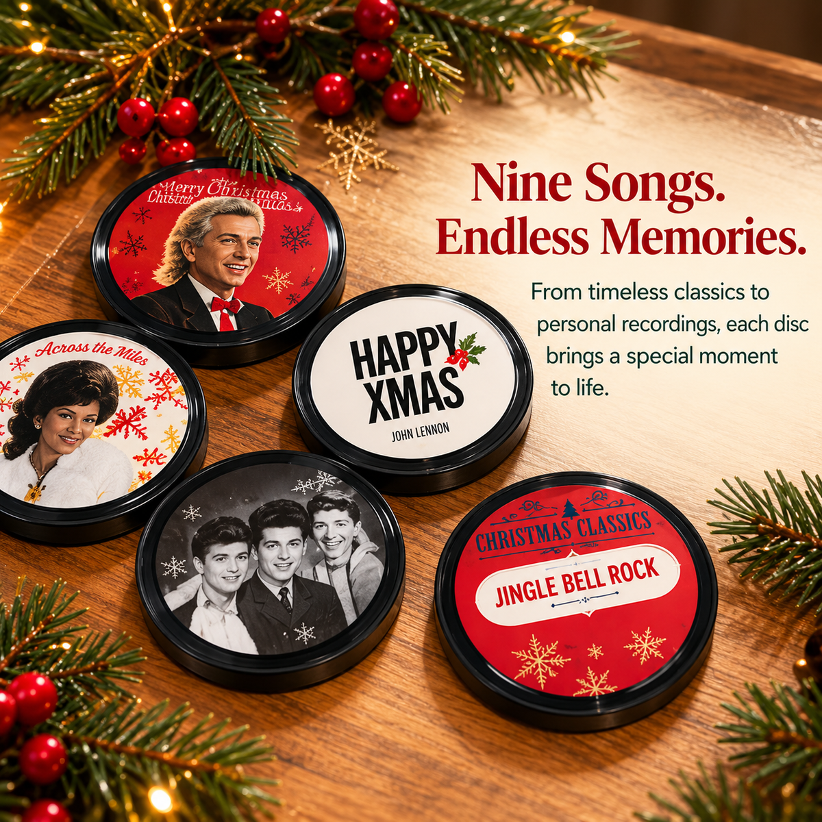 🎵 NFC Vinyl Music Player – Personalized Christmas Song Disc Gift