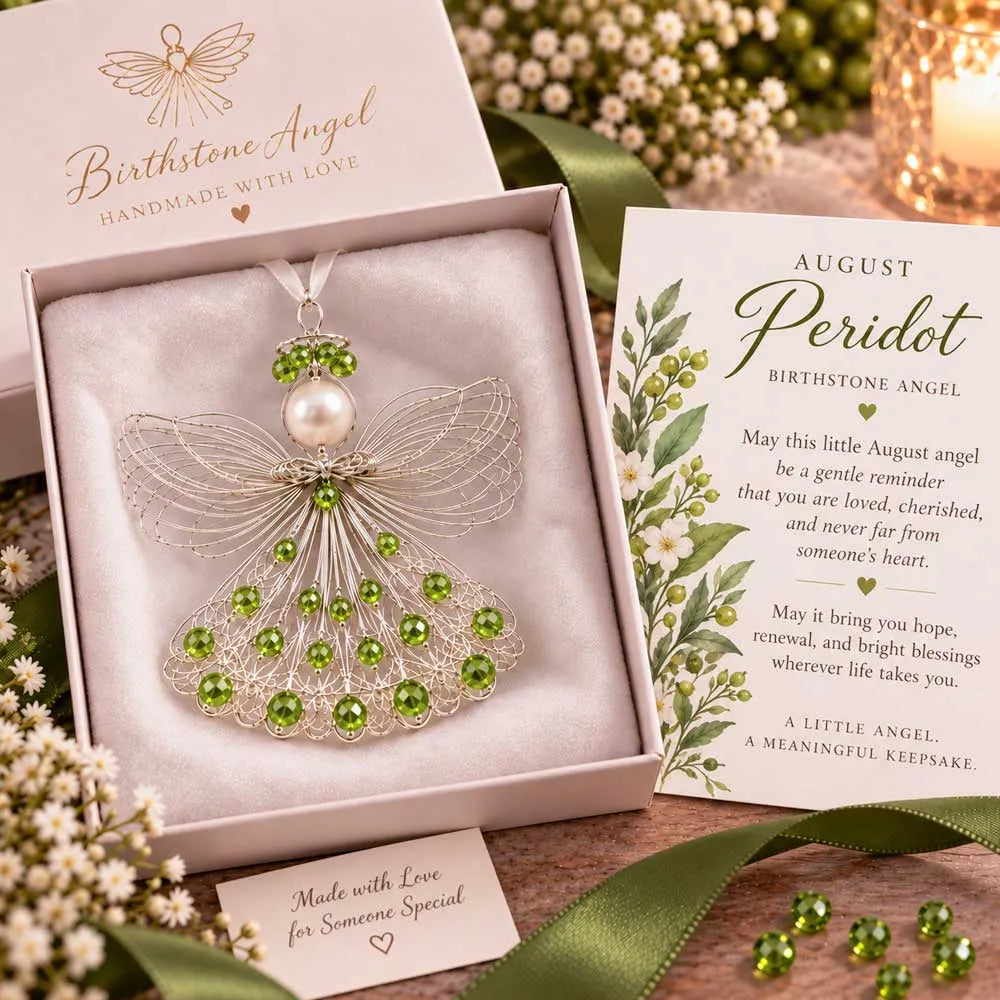 👼Handmade Birthstone Angel Wire Ornament |12 Meaningful Birthstone Colors with Keepsake Card ✨