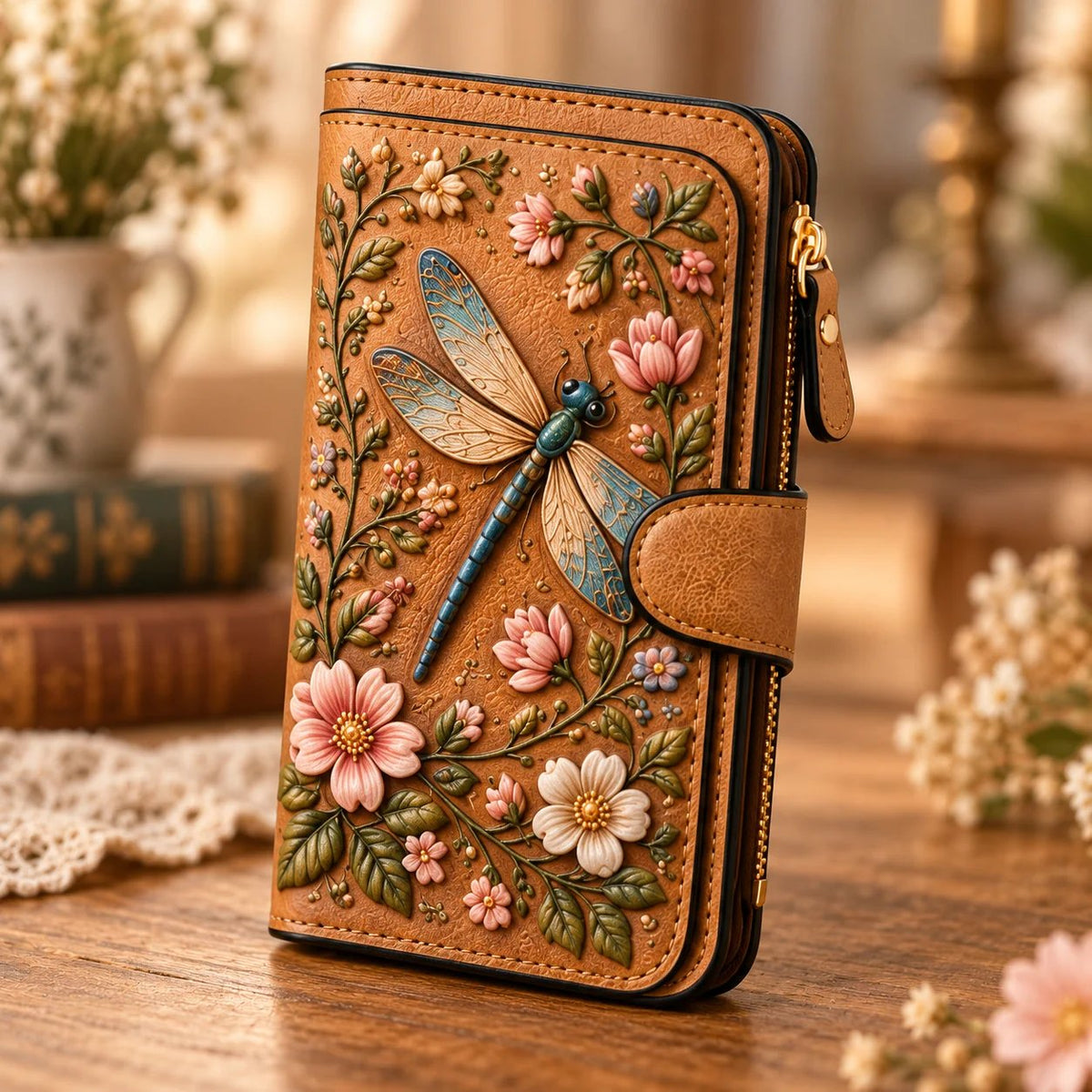 👛 Vintage Embossed Art Wallet – 10 Story-Inspired Designs