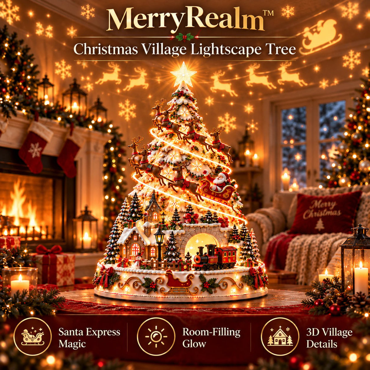 🌟 49% OFF🎄MerryRealm Christmas Village Lightscape Tree