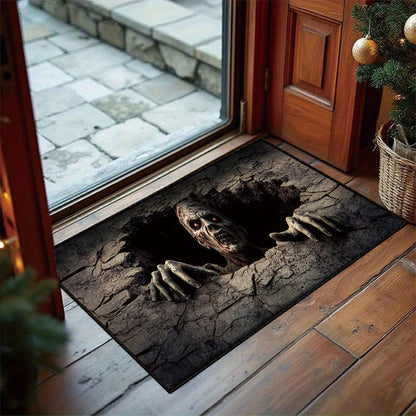 🎃 3D Halloween Horror Floor Mat – Spooky Skull Illusion Door Rug