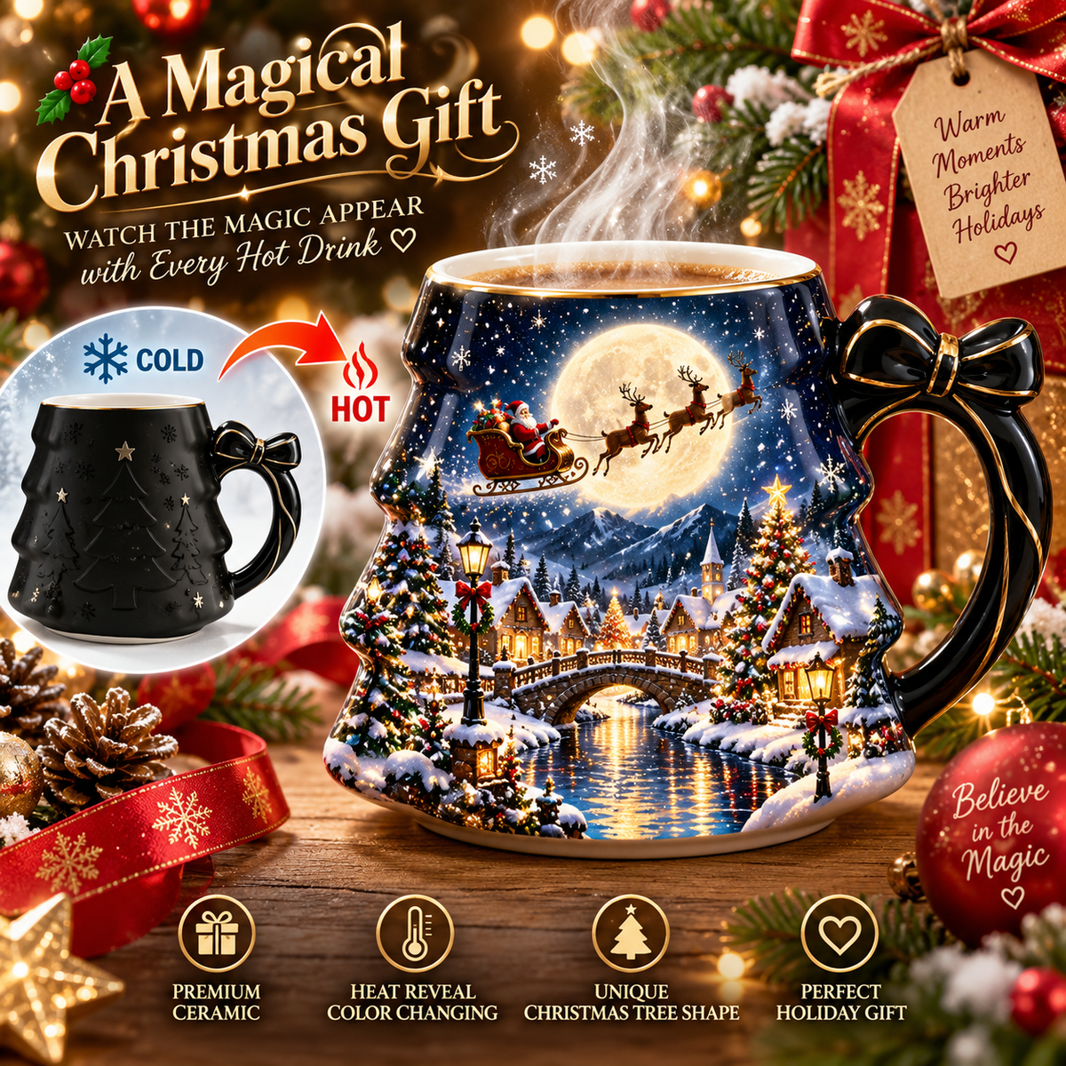 ✨Christmas Magic Color-Changing Mug – Heat Reveal Holiday Gift💫