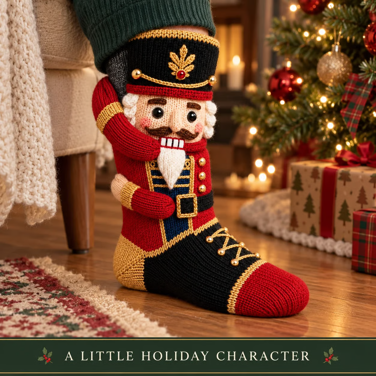 🎄 3D Hugging Christmas Character Socks – Cozy Knit Holiday Gift Socks