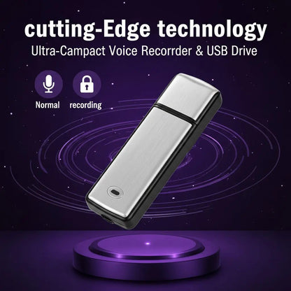 USB Flash Drive Voice Recorder 2-in-1 – Voice Activated, Smart Noise Reduction, Scheduled Recording, Auto File Save