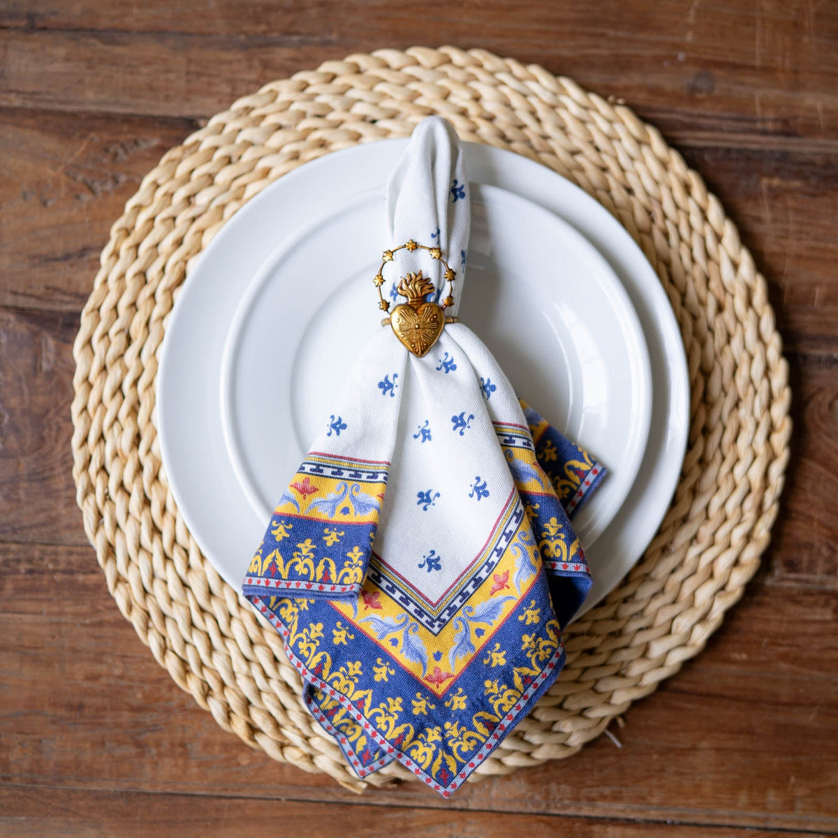 ✨ Sacred Heart & Mother Mary Brass Napkin Rings – Faith-Inspired Table Decor