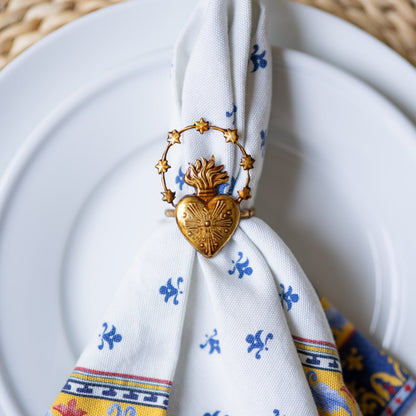 ✨ Sacred Heart & Mother Mary Brass Napkin Rings – Faith-Inspired Table Decor