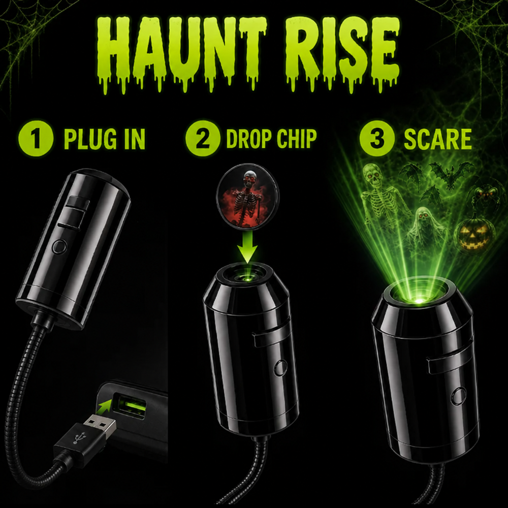 👻🚗Halloween USB Ghost Projector – 6 Spooky Slides & 360° Adjustable Light