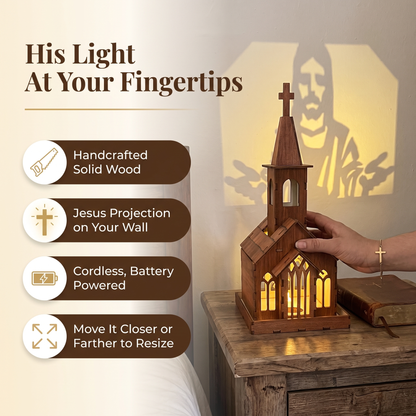 ✝️ Hands of Heaven Wooden Church Lamp | Jesus Wall Projection