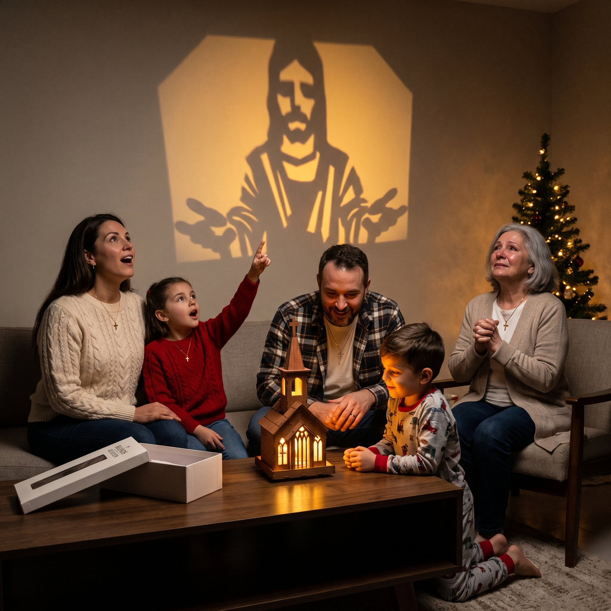 ✝️ Hands of Heaven Wooden Church Lamp | Jesus Wall Projection