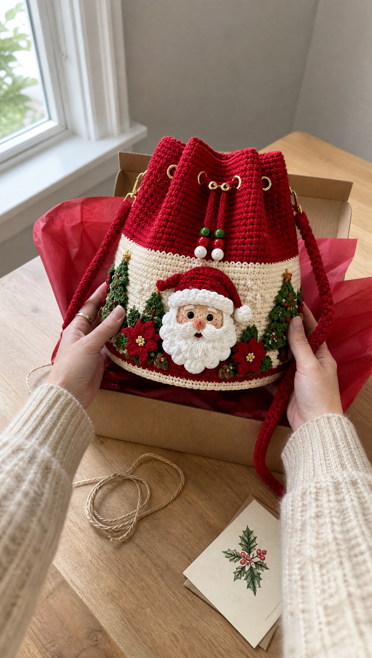 🎄 MerryStitch™ Handmade Christmas Crochet Bag – A Little Holiday Joy in Every Stitch