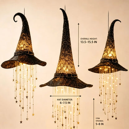 🧙‍♀️ Lighted Witch Hat Hanging Chime ✨ Battery-Powered Halloween Décor
