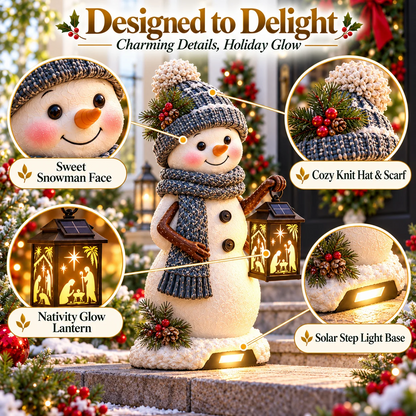 ⛄ Last Day 49% Snowman Nativity Glow™✨ – Solar Christmas Step Light with Holy Family Projection🎄