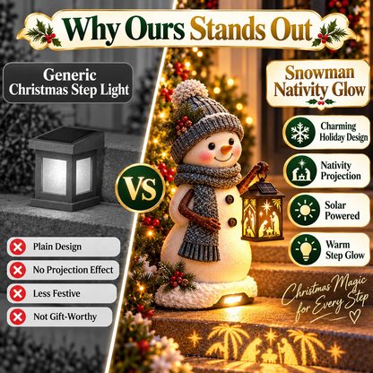 ⛄ Last Day 49% Snowman Nativity Glow™✨ – Solar Christmas Step Light with Holy Family Projection🎄