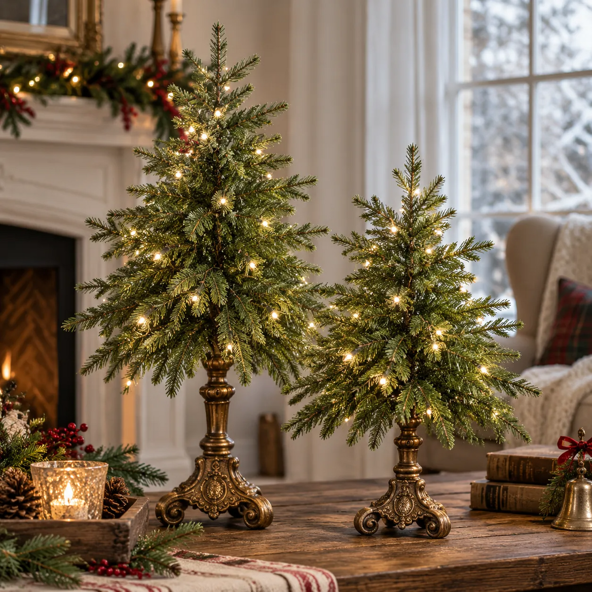 🎄Vintage Lighted Norfolk Pine Trees
