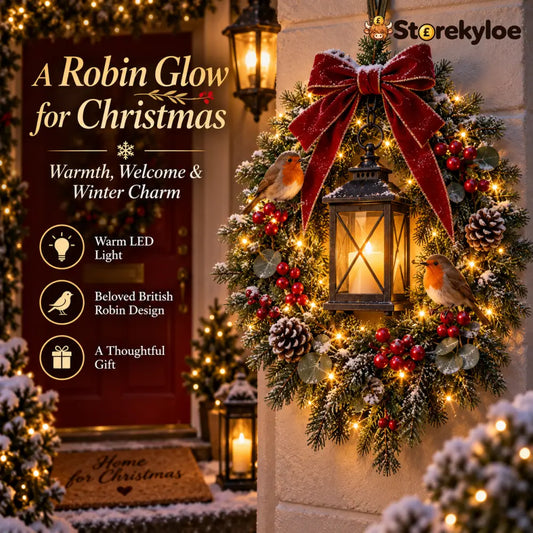 ✨Last Day 49% OFF✨🐦 A Robin Glow™ – Lighted Robin Christmas Wreath