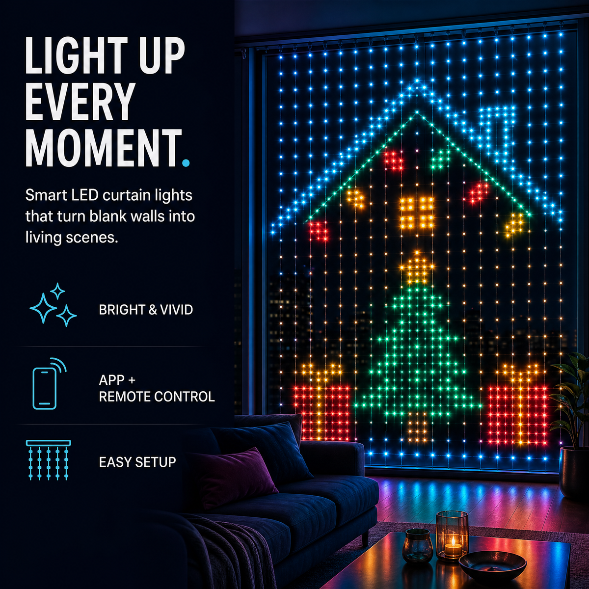 ✨Smart LED Curtain Lights💡Free Shipping