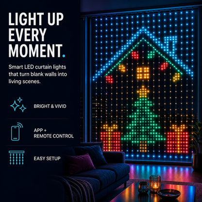 ✨Smart LED Curtain Lights💡Free Shipping